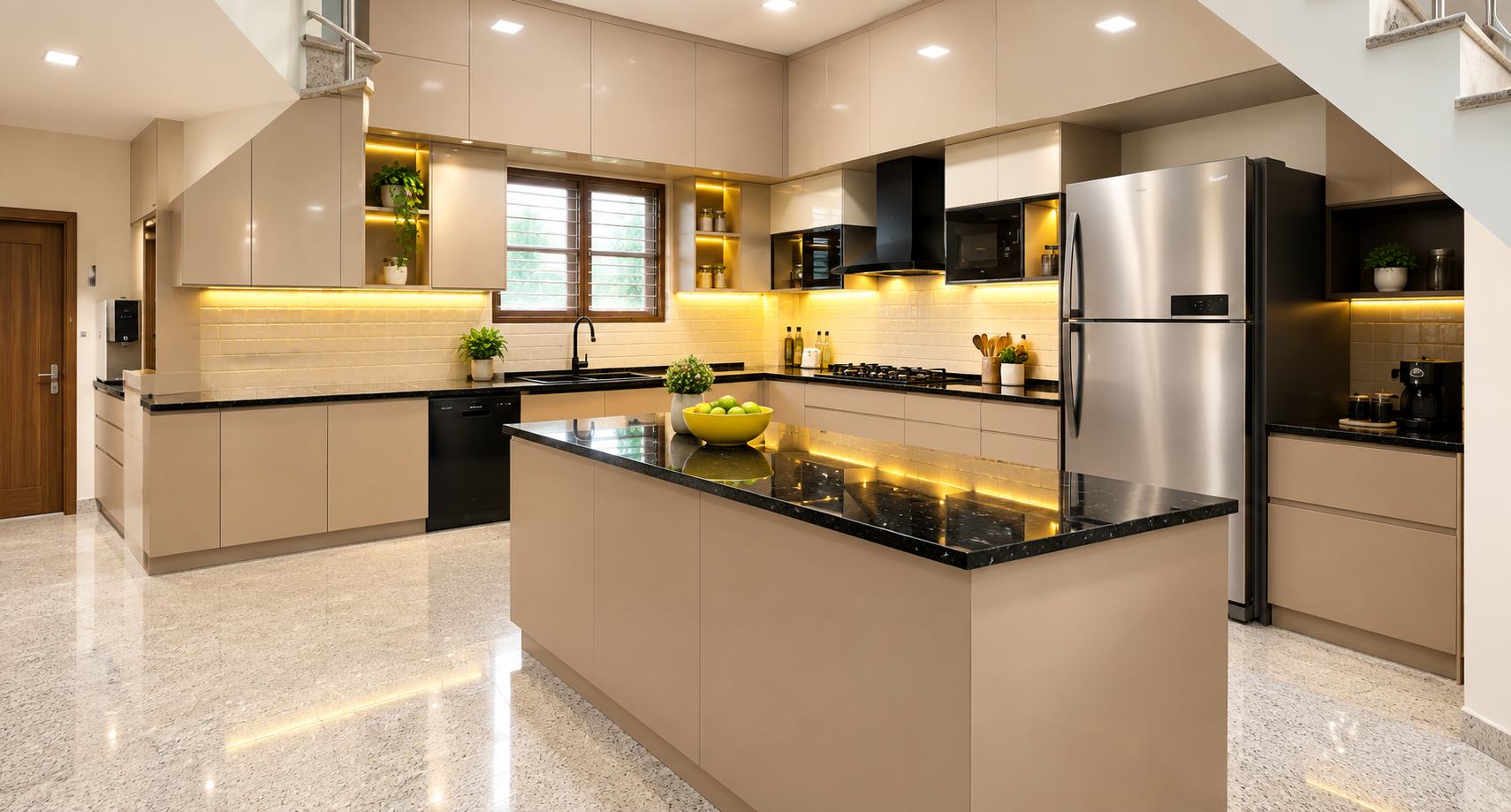 Modular kitchen island with granite countertop