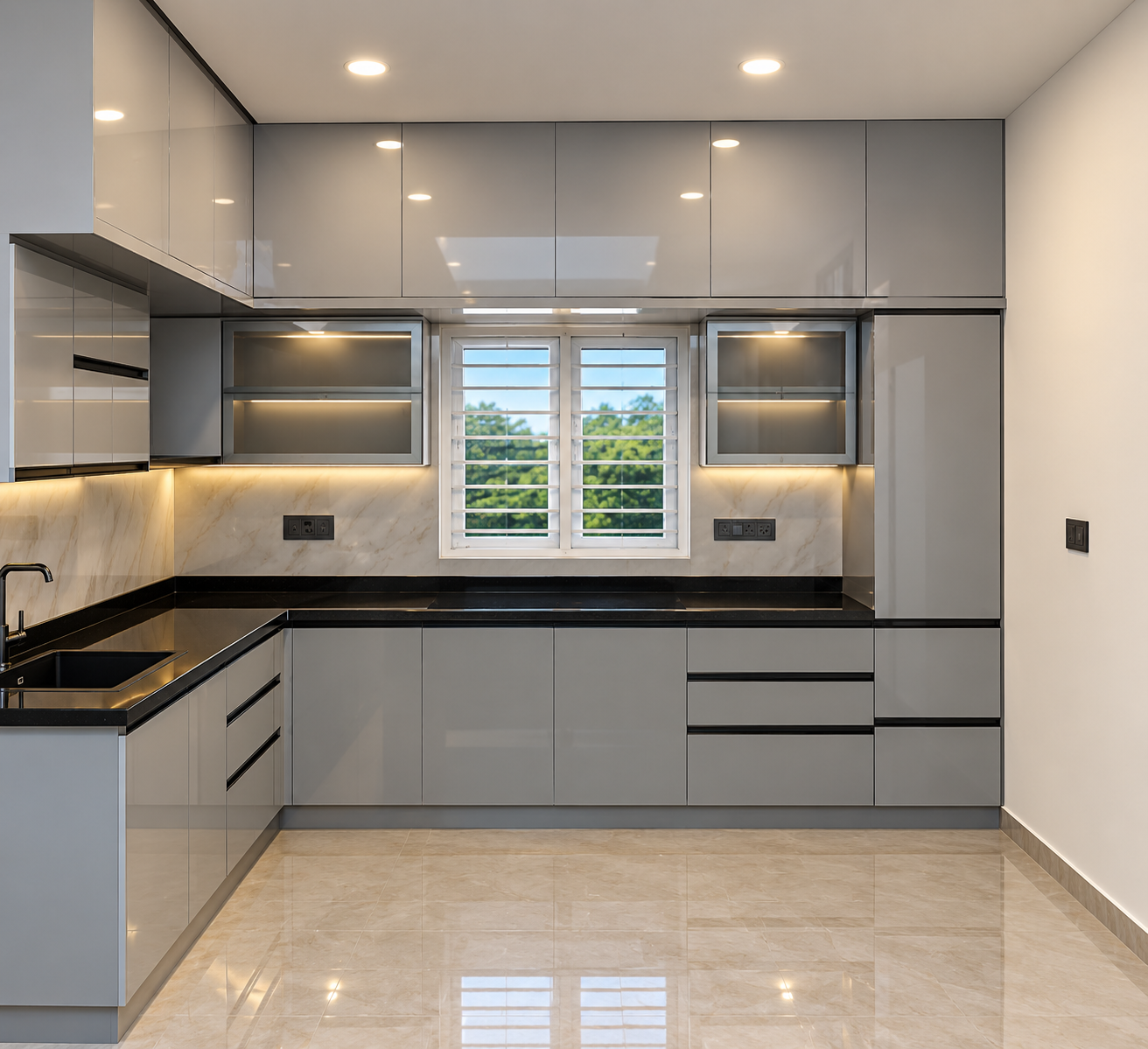 Acrylic high-gloss modular kitchen