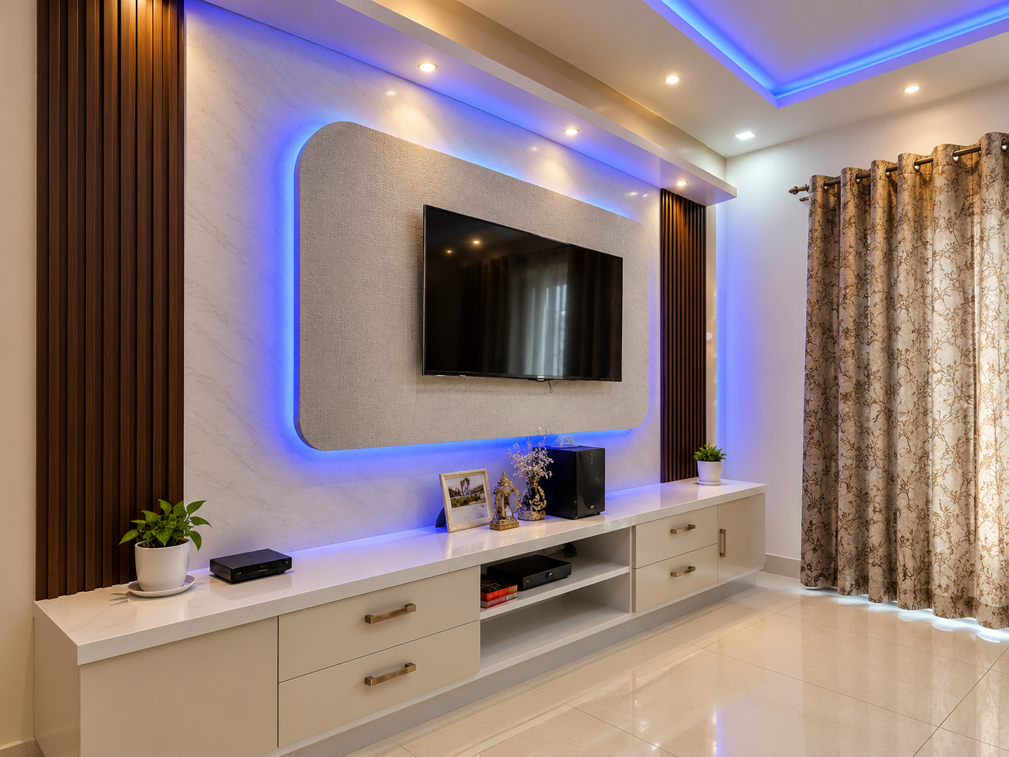 TV wall unit with panelling